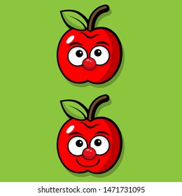 Cartoon Illustration of a apple.Cute apple in comic style. vector illustration.Apple Smiley Face