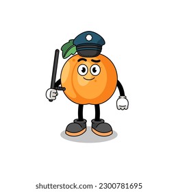 Cartoon Illustration of apricot police , character design