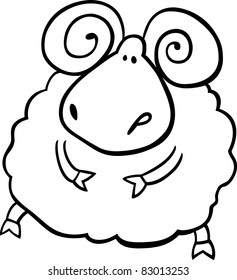 cartoon Illustration of aries zodiac sign for coloring book