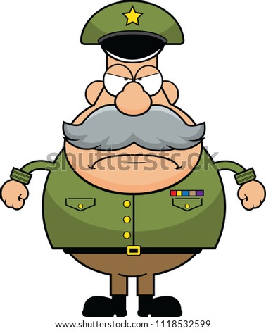 Cartoon Illustration Army General Grumpy Expression Stock Vector ...