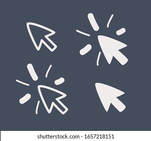 Cartoon illustration of Arrow hand-drawn icons on dark background.