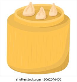 Cartoon illustration with asian dish dimsum. Vector hand drawn graphic. Single food isolated art.