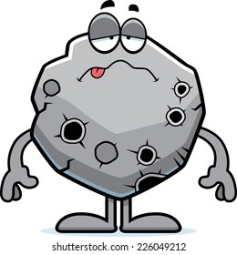 A cartoon illustration of an asteroid looking sick.