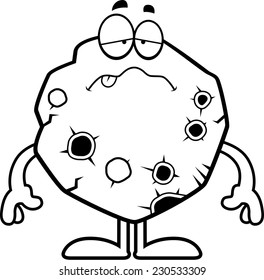 A cartoon illustration of an asteroid looking sick.