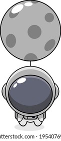 cartoon illustration of astronaut planet balloon mascot character