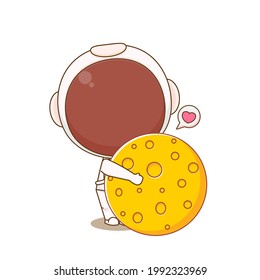 Cartoon Illustration of Astronauts Holding Yellow Ballon