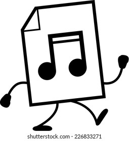 A cartoon illustration of an audio file walking.
