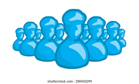 Cartoon illustration of an avatar team with unknown anonymous users 