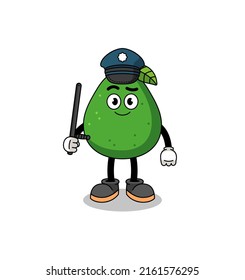 Cartoon Illustration of avocado fruit police , character design