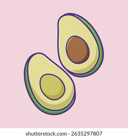 Ilustração de desenhos animados de fatias de abacate frutas em design plano