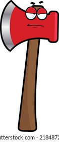 Cartoon illustration of an axe with a grumpy expression. 