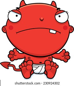 A cartoon illustration of a baby devil looking mad.