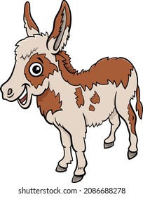 Cartoon illustration of baby donkey farm animal character