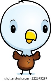 A cartoon illustration of a baby eagle standing.