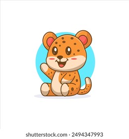 Cartoon Illustration of Baby Tiger using modern style vector view