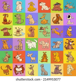 Cartoon illustration of background or pattern or decorative paper design with comic dog characters