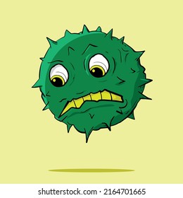 cartoon illustration of bacteria with scared expression.