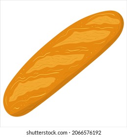 Cartoon illustration with baguette. Vector hand drawn graphic. Single food isolated art.