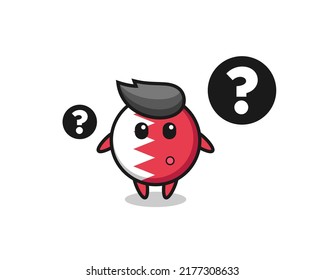 Cartoon Illustration of bahrain flag badge with the question mark , cute style design for t shirt, sticker, logo element