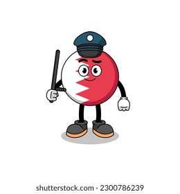 Cartoon Illustration of bahrain flag police , character design