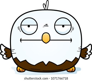 A cartoon illustration of a bald eagle looking bored.