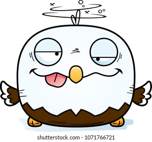 A cartoon illustration of a bald eagle looking drunk.