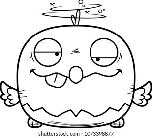A cartoon illustration of a bald eagle looking drunk.