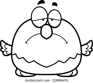 A cartoon illustration of a bald eagle looking sad.