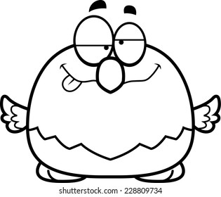 A cartoon illustration of a bald eagle looking drunk.