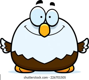 A cartoon illustration of a bald eagle smiling.