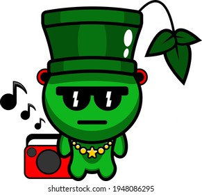 cartoon illustration of bamboo musical stick mascot character