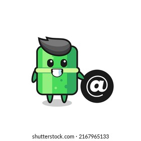 Cartoon Illustration of bamboo standing beside the At symbol , cute style design for t shirt, sticker, logo element