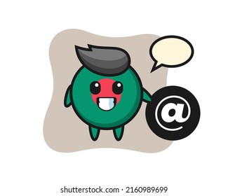 Cartoon Illustration of bangladesh flag badge standing beside the At symbol , cute style design for t shirt, sticker, logo element