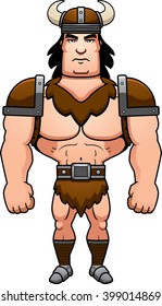 A cartoon illustration of a barbarian man standing.