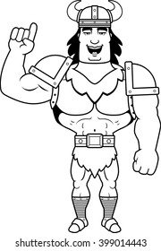 A cartoon illustration of a barbarian man talking.