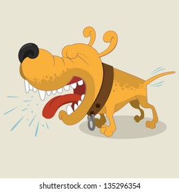 Cartoon illustration of barking Mongrel dog