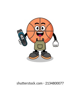 Cartoon Illustration of basketball as a barber man , character design