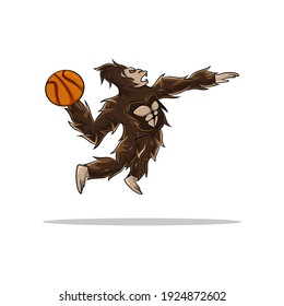 cartoon illustration of a basketball gorilla