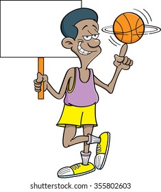 Cartoon Illustration Basketball Player Holding Sign Stock Vector ...