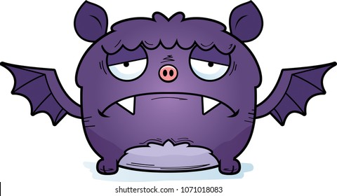A cartoon illustration of a bat looking depressed.