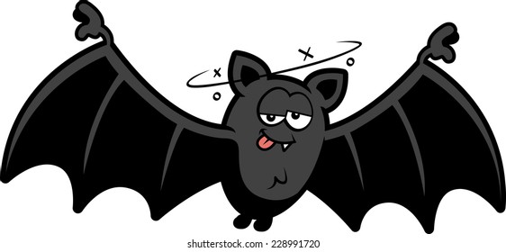 A cartoon illustration of a bat looking drunk.