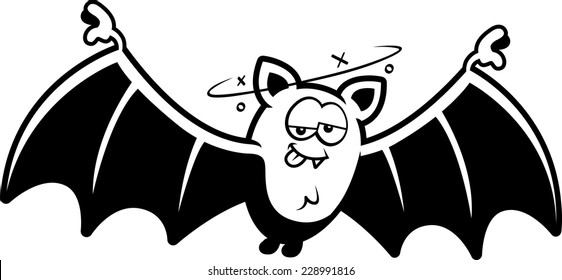 A cartoon illustration of a bat looking drunk.