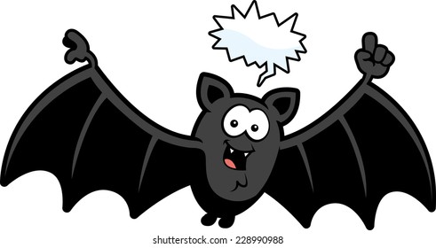 A cartoon illustration of a bat talking.