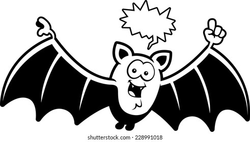A cartoon illustration of a bat talking.