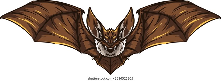 cartoon illustration of bat with warm light tone