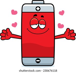 A cartoon illustration of a battery ready to give a hug.