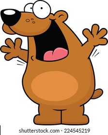 Cartoon illustration of a bear with an excited expression. 