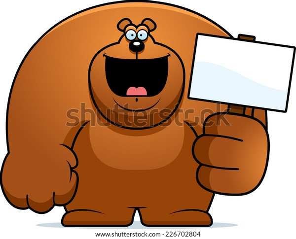 Cartoon Illustration Bear Holding Sign Stock Vector (Royalty Free ...