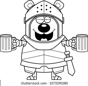 A cartoon illustration of a bear knight looking drunk.