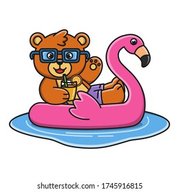 Cartoon illustration of a bear on a float